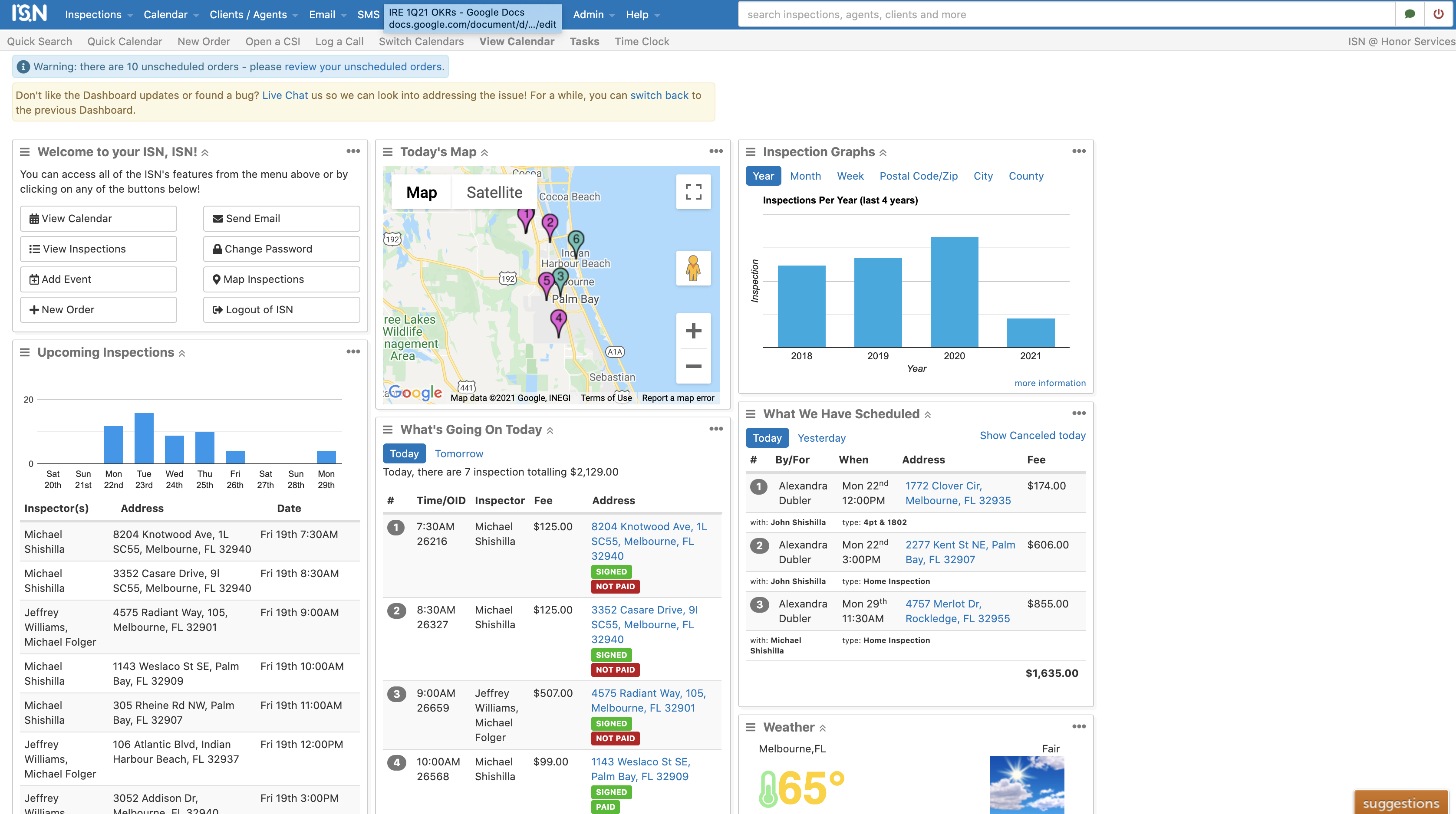 screenshot of Inspection Support Network